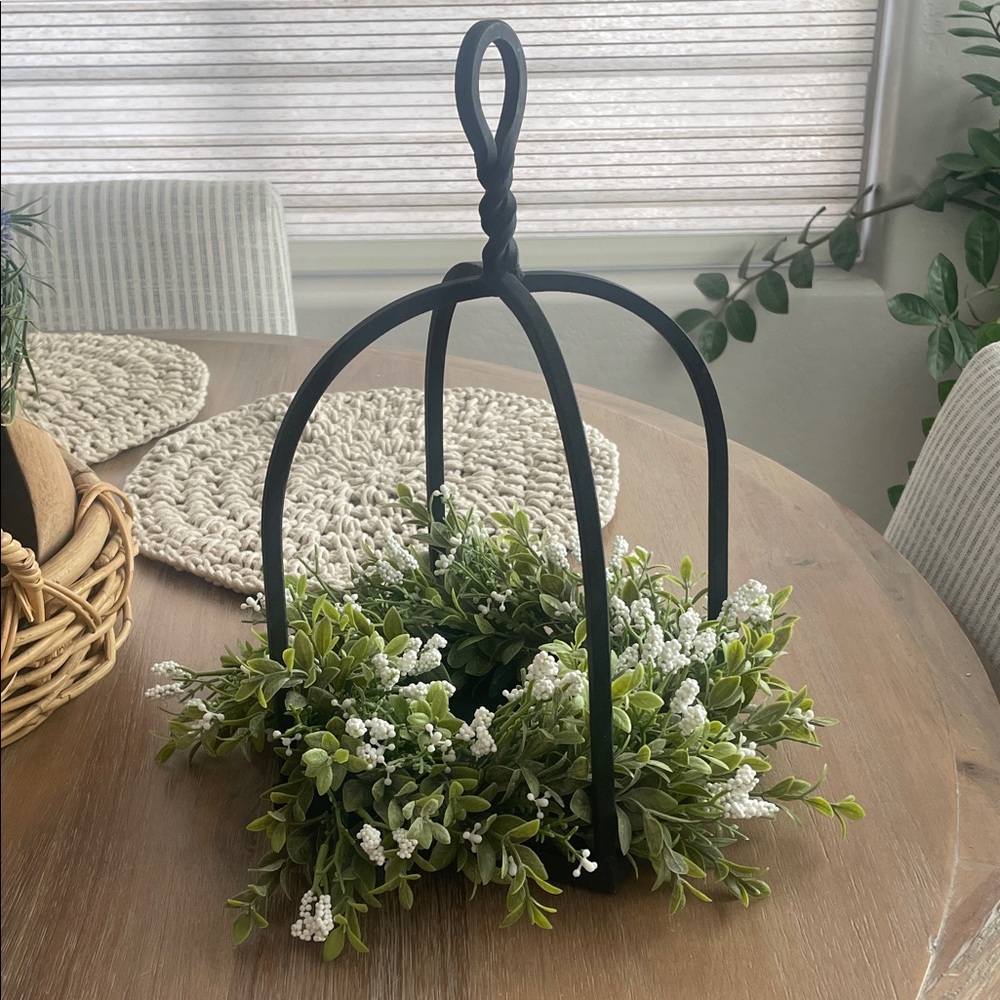 Interior Delights Twisted Top Lantern with floral candle ring